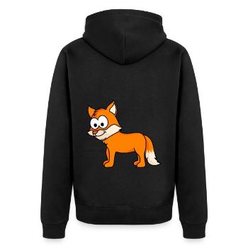 Fuchs Comic Tier - Unisex Premium Bio Zip Hoodie - Schwarz - Hinten - Nico (187cm)