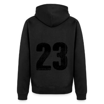 23 Zahl Trikot - Unisex Premium Bio Zip Hoodie - Schwarz - Hinten - Nico (187cm)