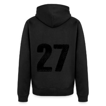 27 Zahl Trikot - Unisex Premium Bio Zip Hoodie - Schwarz - Hinten - Nico (187cm)