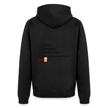 Single Vergeben Bierkrug - Unisex Premium Bio Zip Hoodie - Schwarz - Hinten - Nico (187cm)