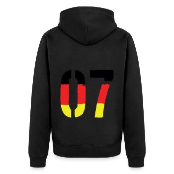 7 Zahl symbol Germany - Unisex Premium Bio Zip Hoodie - Schwarz - Hinten - Nico (187cm)