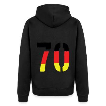 70 Zahl Symbol Germany - Unisex Premium Bio Zip Hoodie - Schwarz - Hinten - Nico (187cm)