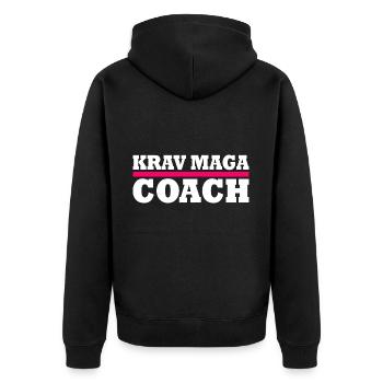 Krav maga - Unisex Premium Bio Zip Hoodie - Schwarz - Hinten - Nico (187cm)