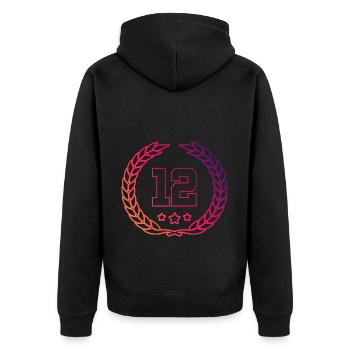 12 Zahl Kranz - Unisex Premium Bio Zip Hoodie - Schwarz - Hinten - Nico (187cm)