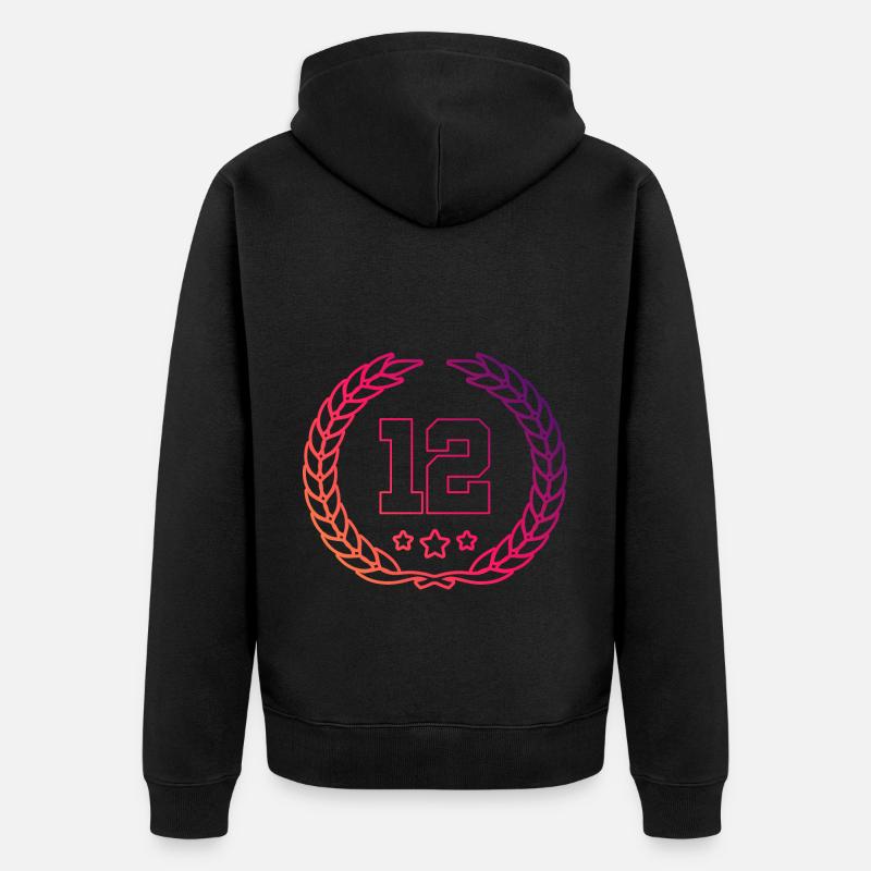 12 Couronne numérique - Veste à capuche bio Premium Unisexe - noir
