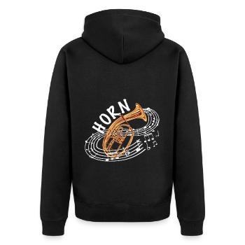 Horn Blasmusik tenor spielen - Unisex Premium Bio Zip Hoodie - Schwarz - Hinten - Nico (187cm)
