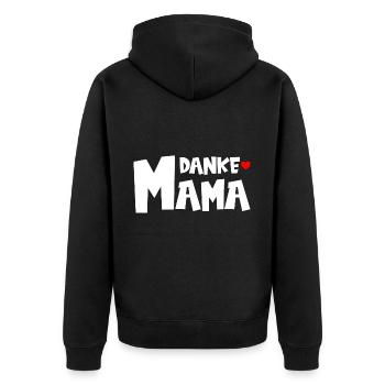 Danke Mama - Muttertag - Unisex Premium Bio Zip Hoodie - Schwarz - Hinten - Nico (187cm)