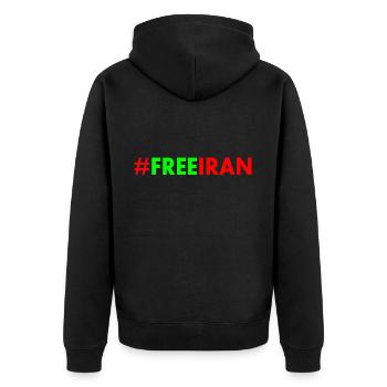 Free iran - Unisex Premium Bio Zip Hoodie - Schwarz - Hinten - Nico (187cm)