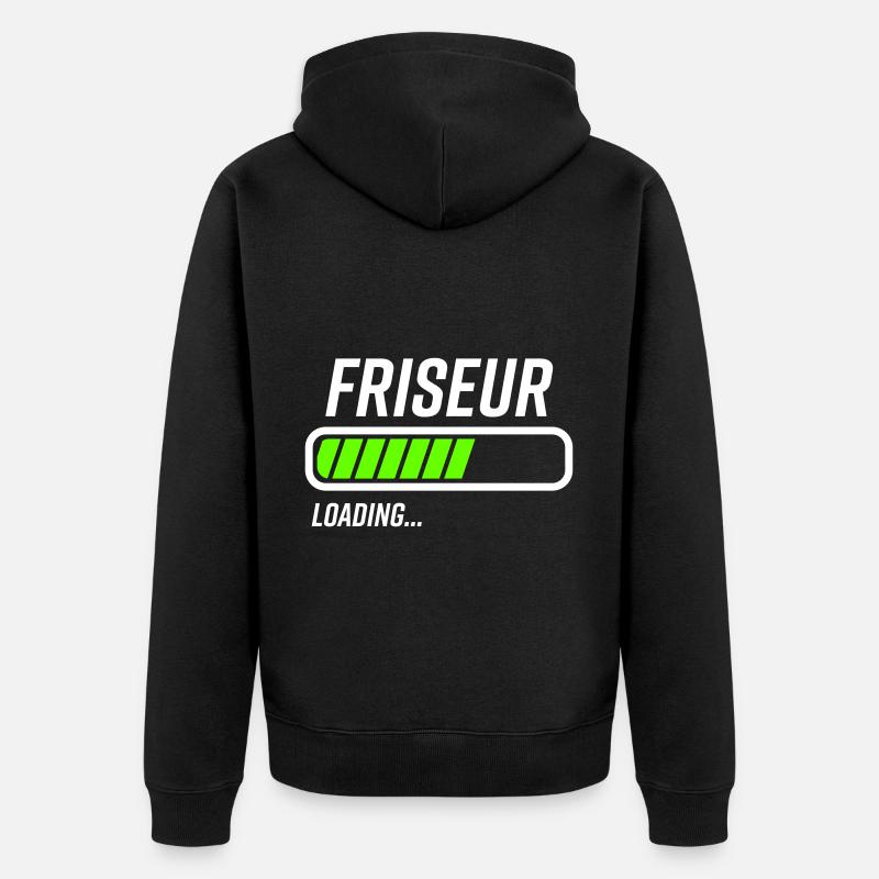 Friseur Loading Ladebalken - Unisex Premium Bio Zip Hoodie - Schwarz