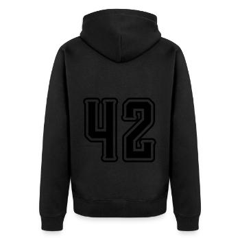 42 number symbol - Unisex Premium Organic Zip Hoodie - black - Back - Nico (187cm)