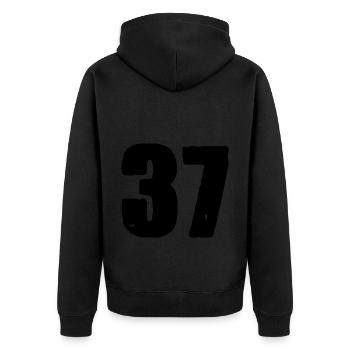 Maillot numéro 37 - Veste à capuche bio Premium Unisexe - noir - Dos - Nico (187cm)
