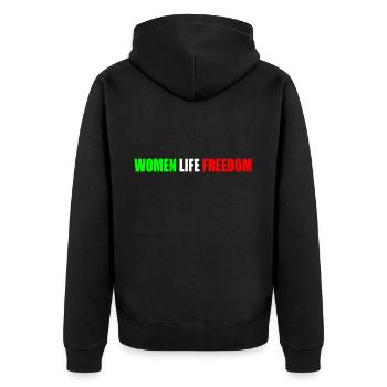 Women life freedom - Unisex Premium Bio Zip Hoodie - Schwarz - Hinten - Nico (187cm)