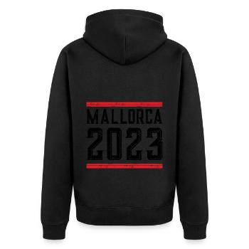 Mallorca 2023 - Unisex Premium Organic Zip Hoodie - black - Back - Nico (187cm)