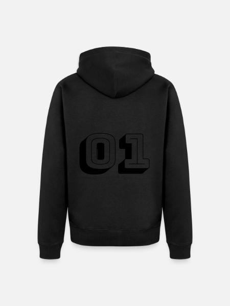 01 - Numéro -Équipe - Veste à capuche bio Premium Unisexe - noir