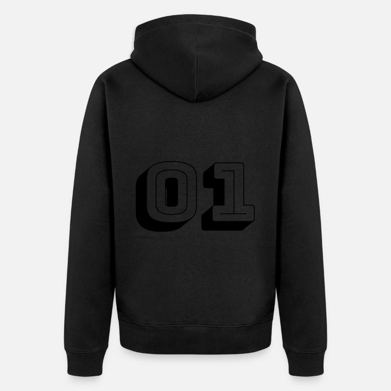 01 - Numéro -Équipe - Veste à capuche bio Premium Unisexe - noir