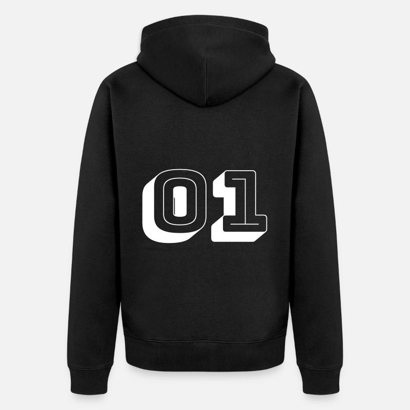 01 - Numéro - Équipe - Veste à capuche bio Premium Unisexe - noir