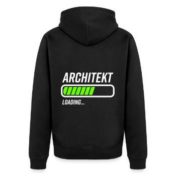 Architekt Loading Ladebalken - Unisex Premium Bio Zip Hoodie - Schwarz - Hinten - Nico (187cm)