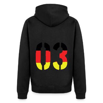 3 Zahl symbol Germany - Unisex Premium Bio Zip Hoodie - Schwarz - Hinten - Nico (187cm)