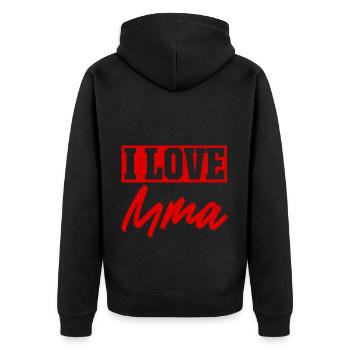 Ich liebe Mma - Unisex Premium Bio Zip Hoodie - Schwarz - Hinten - Nico (187cm)