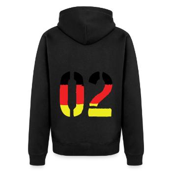 2 Zahl symbol Germany - Unisex Premium Bio Zip Hoodie - Schwarz - Hinten - Nico (187cm)