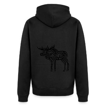 Elch Tribal Tattoo - Unisex Premium Bio Zip Hoodie - Schwarz - Hinten - Nico (187cm)