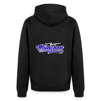 Munich - Unisex Premium Organic Zip Hoodie - black - Back - Nico (187cm)