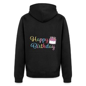 Joyeux anniversaire Joyeux gâteau d’anniversaire - Veste à capuche bio Premium Unisexe - noir - Dos - Nico (187cm)