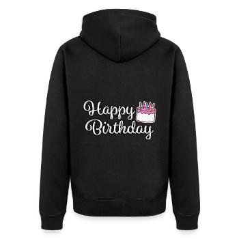 Joyeux gâteau d’anniversaire Birthdy Anniversaire - Veste à capuche bio Premium Unisexe - noir - Dos - Nico (187cm)
