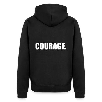 Courage - Unisex Premium Organic Zip Hoodie - black - Back - Nico (187cm)
