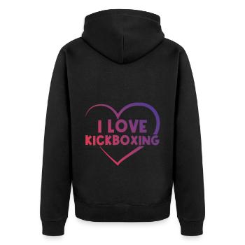 I love kick boxing heart - Unisex Premium Organic Zip Hoodie - black - Back - Nico (187cm)