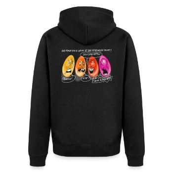 Ostereier - Unisex Premium Bio Zip Hoodie - Schwarz - Hinten - Nico (187cm)