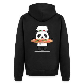 Italian Chef Panda - Unisex Premium Bio Zip Hoodie - Schwarz - Hinten - Nico (187cm)