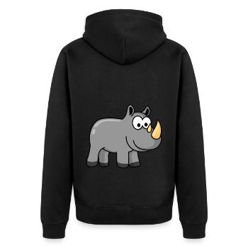Rhino Comic Animal - Unisex Premium Organic Zip Hoodie - black - Back - Nico (187cm)