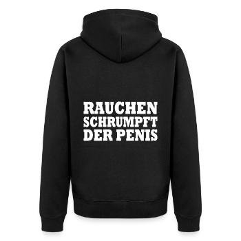 rauchen schrumpft der penis - Unisex Premium Bio Zip Hoodie - Schwarz - Hinten - Nico (187cm)