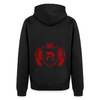 R Letter Coat of arms - Unisex Premium Organic Zip Hoodie - black - Back - Nico (187cm)