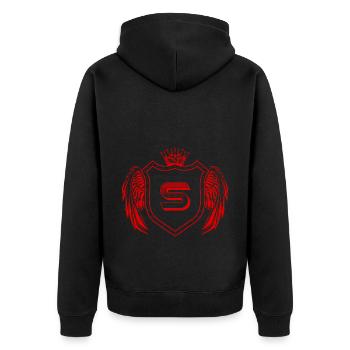 S Buchstabe Wappen - Unisex Premium Bio Zip Hoodie - Schwarz - Hinten - Nico (187cm)