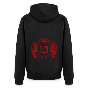 Lettre U Armoiries - Veste à capuche bio Premium Unisexe - noir - Dos - Nico (187cm)