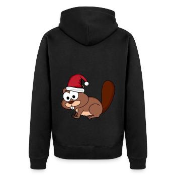 Beaver Comic Christmas - Unisex Premium Organic Zip Hoodie - black - Back - Nico (187cm)
