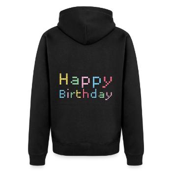Joyeux anniversaire Félicitations Idée cadeau - Veste à capuche bio Premium Unisexe - noir - Dos - Nico (187cm)