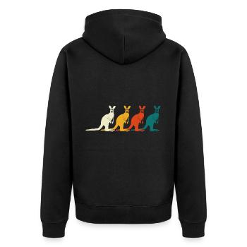 4 Kangaroos in Australia - Unisex Premium Bio Zip Hoodie - Schwarz - Hinten - Nico (187cm)