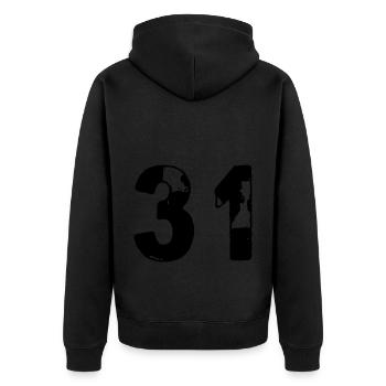 31 Maillot numéro - Veste à capuche bio Premium Unisexe - noir - Dos - Nico (187cm)