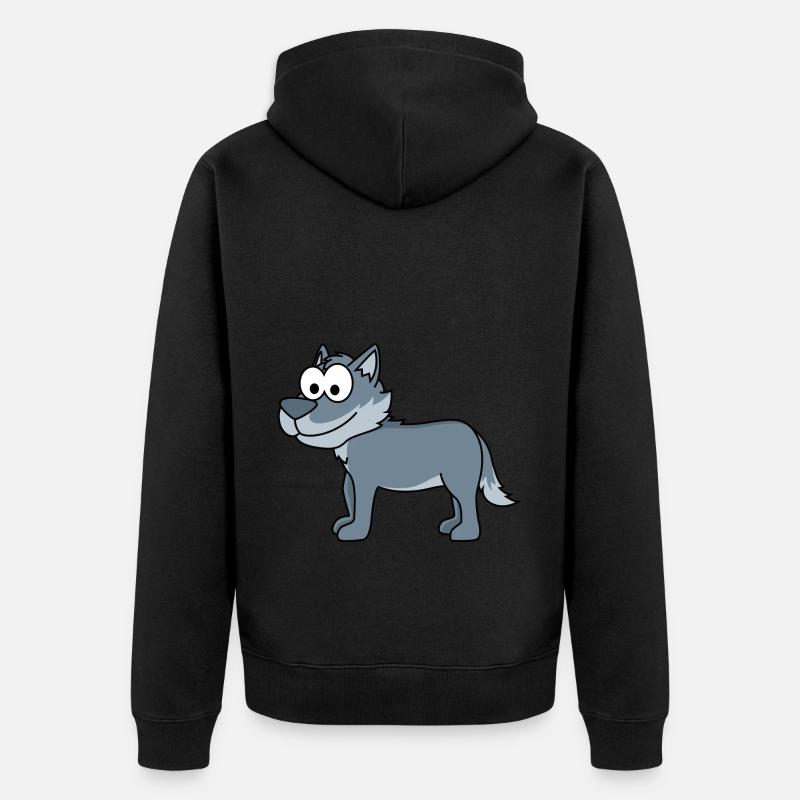 Wolf Comic Tier - Unisex Premium Bio Zip Hoodie - Schwarz