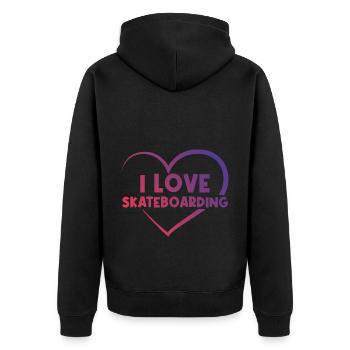 Ich Liebe Skateboard - Unisex Premium Bio Zip Hoodie - Schwarz - Hinten - Nico (187cm)