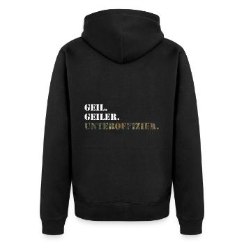 Geil. Geiler. Unteroffizier. Bundeswehr Soldat - Unisex Premium Bio Zip Hoodie - Schwarz - Hinten - Nico (187cm)