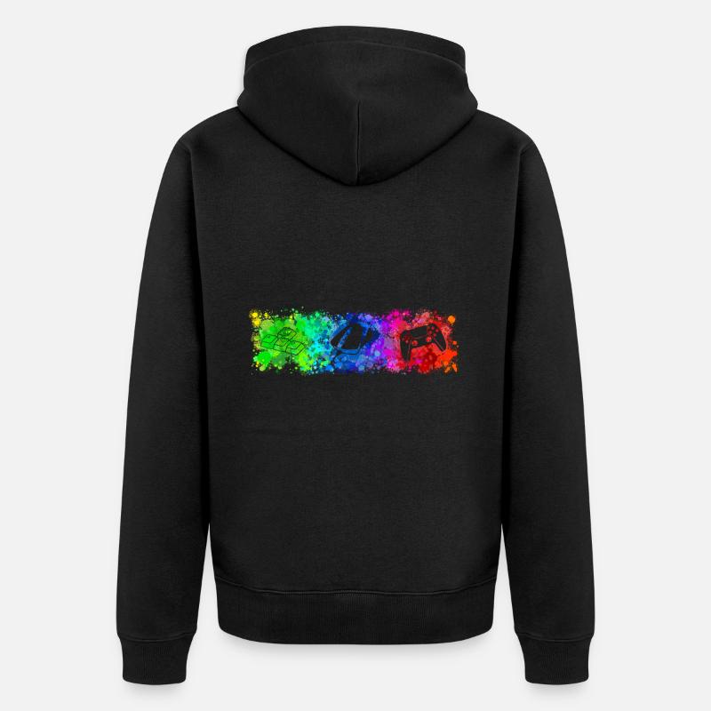 WASD Mouse Controller Rainbow - Unisex Premium Bio Zip Hoodie - Schwarz