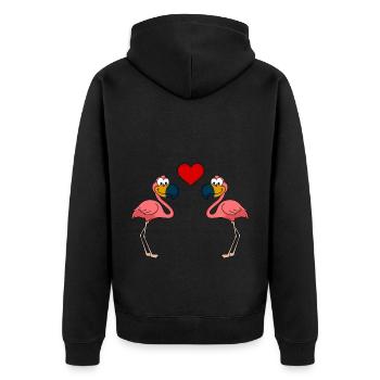 Flamingo Comic Couple amour - Veste à capuche bio Premium Unisexe - noir - Dos - Nico (187cm)