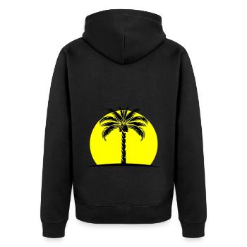 Palme Silhouette Insel - Unisex Premium Bio Zip Hoodie - Schwarz - Hinten - Nico (187cm)