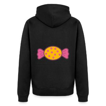 Süßigkeit Süßes - Unisex Premium Bio Zip Hoodie - Schwarz - Hinten - Nico (187cm)