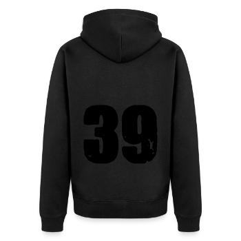 Maillot numéro 39 - Veste à capuche bio Premium Unisexe - noir - Dos - Nico (187cm)
