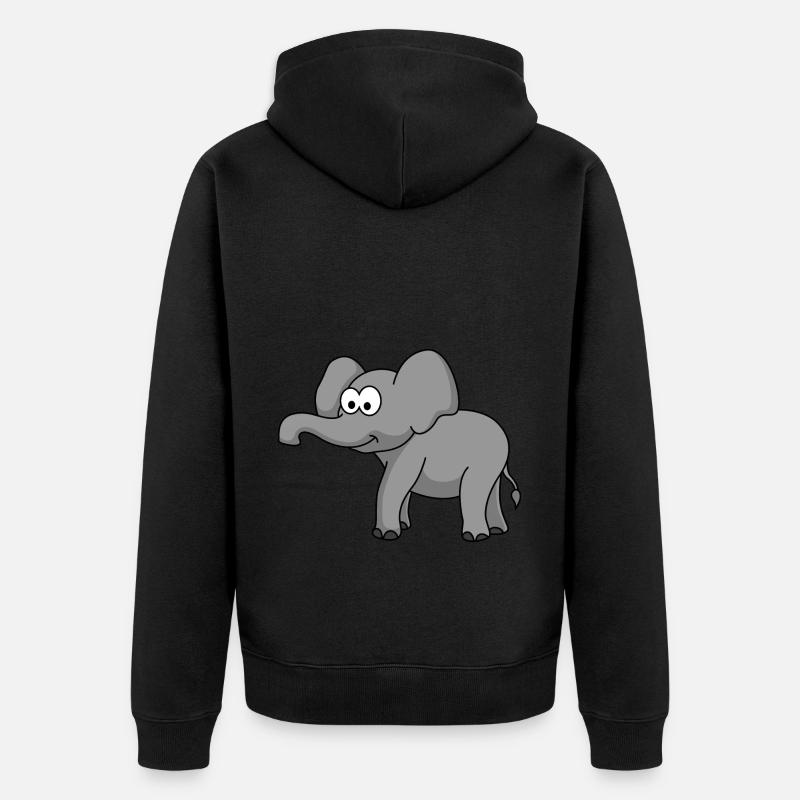 Elefant Comic - Unisex Premium Bio Zip Hoodie - Schwarz